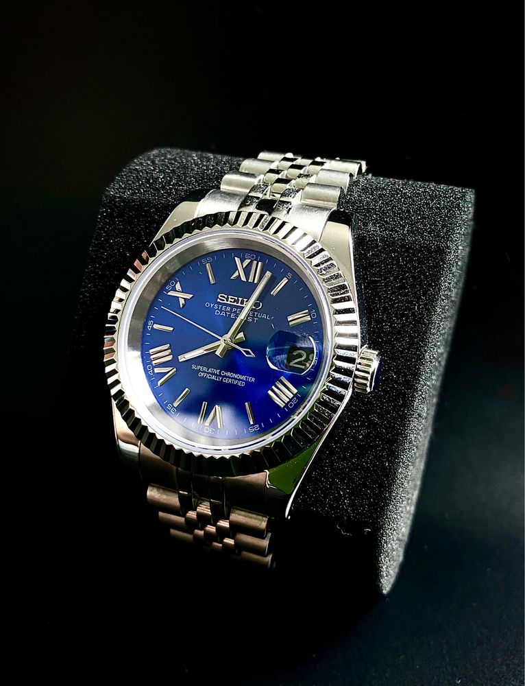 Customowy Zegarek Automatyczny „Seiko Mod Datejust” Niebieski
