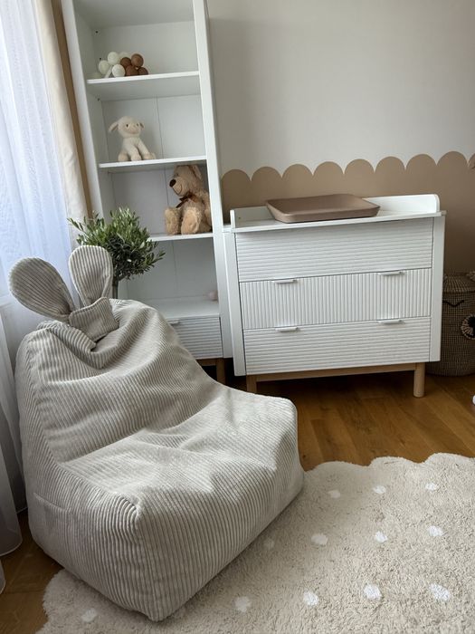 Fotel pufa dla dzieci - nowa , sztruksowa w kolorze kremowym