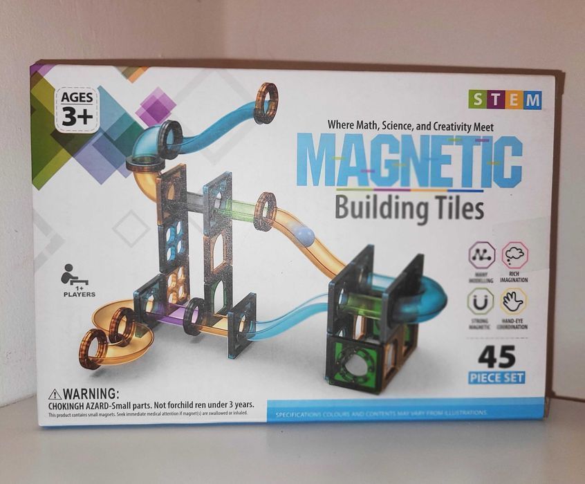 Nowe klocki magnetyczne 3D edukacyjne Tor Kulkowy 45 sztuk #81