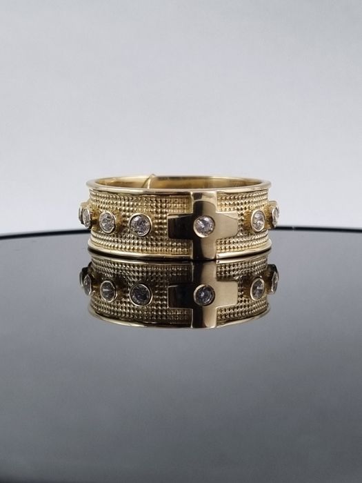 Wyjątkowy złoty różaniec męski obrączka szeroka męska Au.585