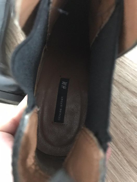 H&M Premium Genuine Leather botki damskie skóra 40