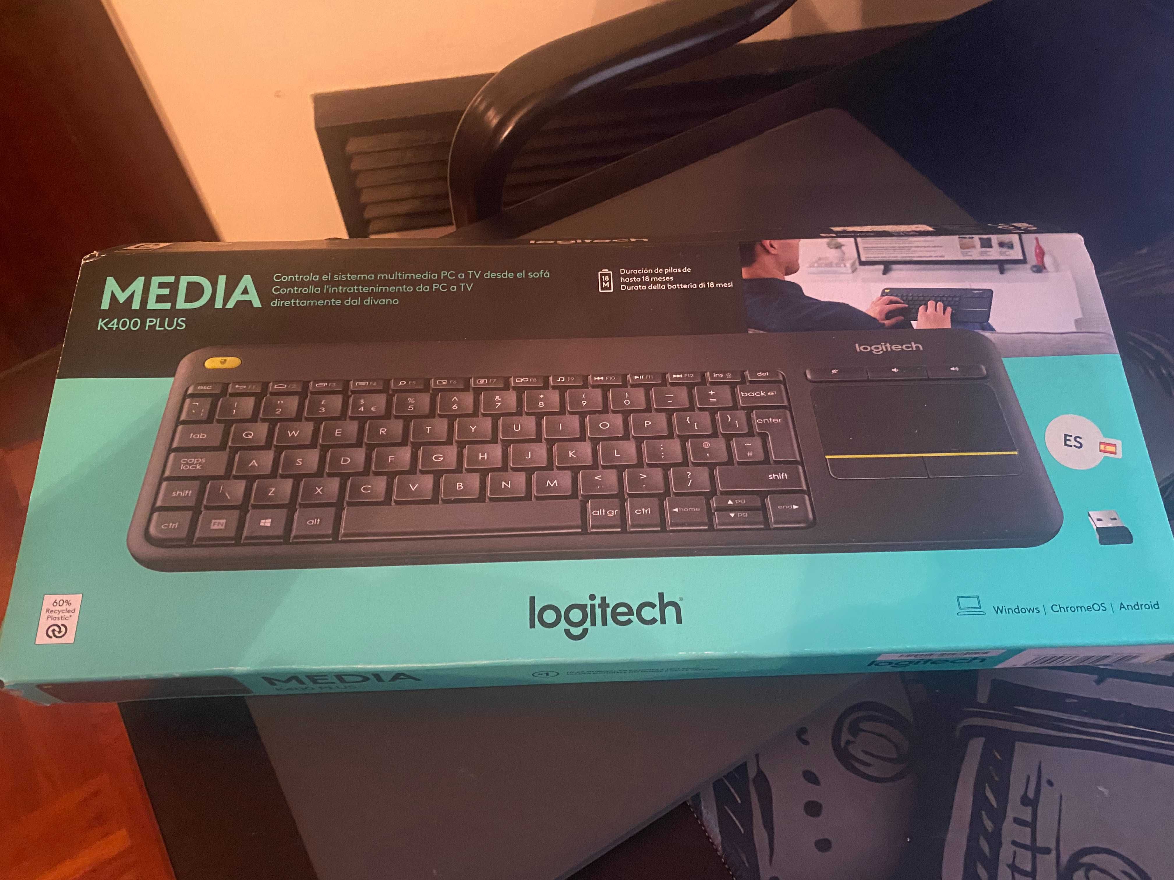 Teclado Logitech Wireless Touch Keyboard K400 Plus ES