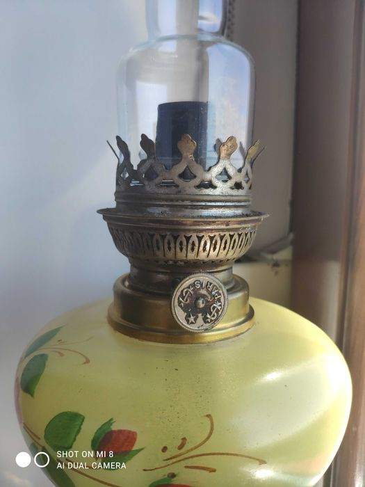 Stara francuska lampa naftowa XIX w onyks