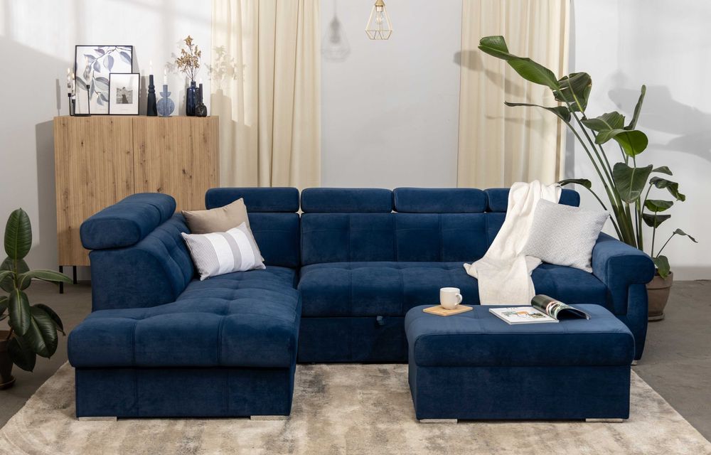 Nowy narożnik 190x280cm  ze spaniem + pojemnik, Atlanta,  -50% OKAZJA