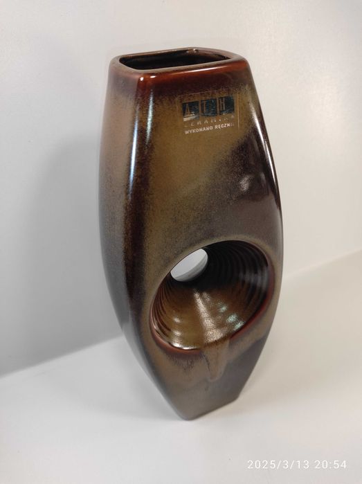Wazon ceramiczny wys 27cm brązowy wytwórnia ATH Ceramika W-w