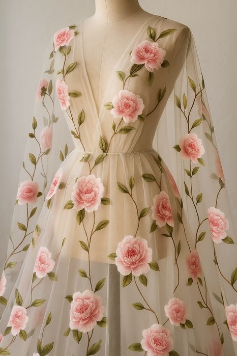 Відріз тканини, тюль з квітковим візерунком, для плаття, накидок, вста