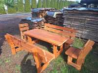 Meble ogrodowe tarasowe drewniane stół ławki
