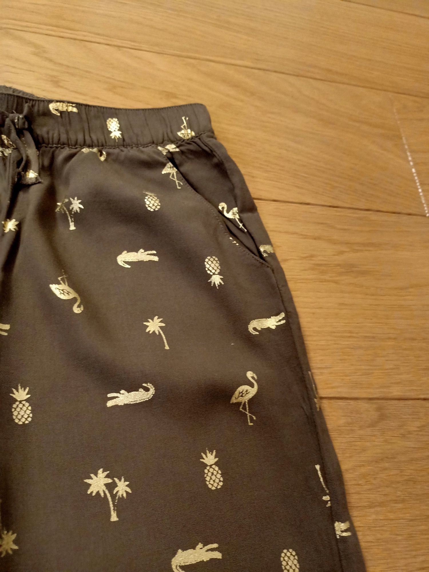 Spodnie haremki h&m r 116 khaki złote flaming ananas super stan!