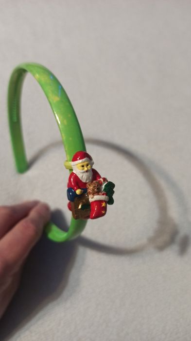 Opaska do włosów dla dziewczynki z Mikołajem Ozdoba do włosów Mikołaj