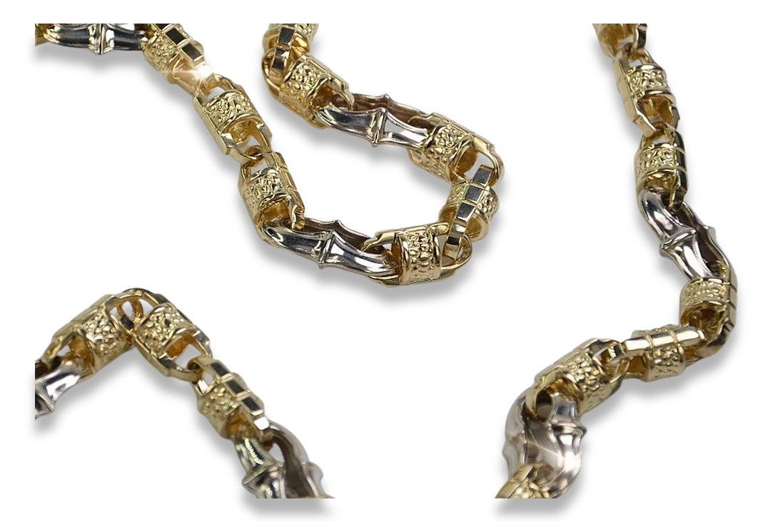 Złoty łańcuszek z żółtego białego złota 14k 8mm Unikat cc053yw Wrocław