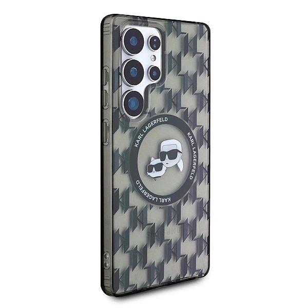 Etui Karl Lagerfeld Button Karl & Choupette Heads On KL Pattern MagSaf