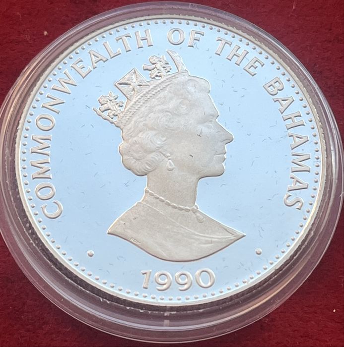 10 доларів 1990, Багами, срібло