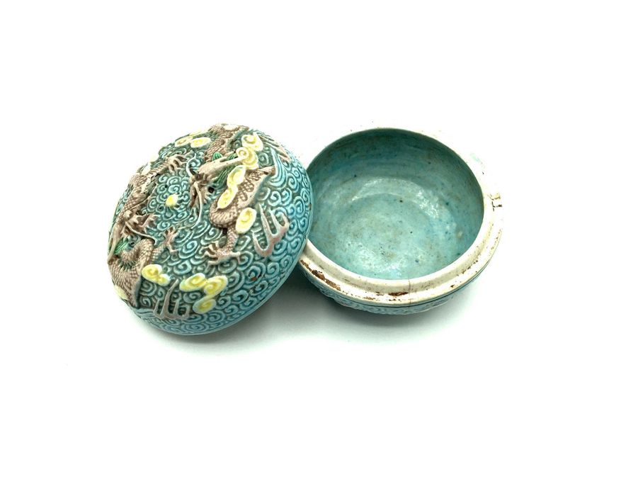 Caixa de porcelana com dragão, china, dinastia Quing