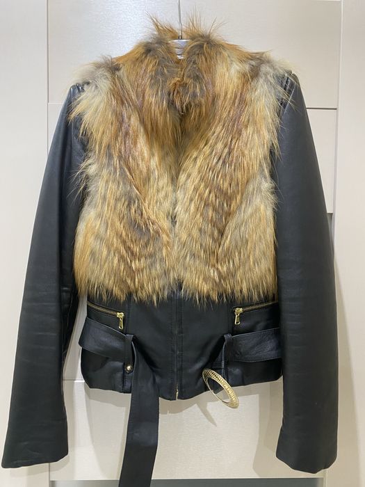 Жіноча Куртка, желетка, натуральна шкіра, лисиця хутро