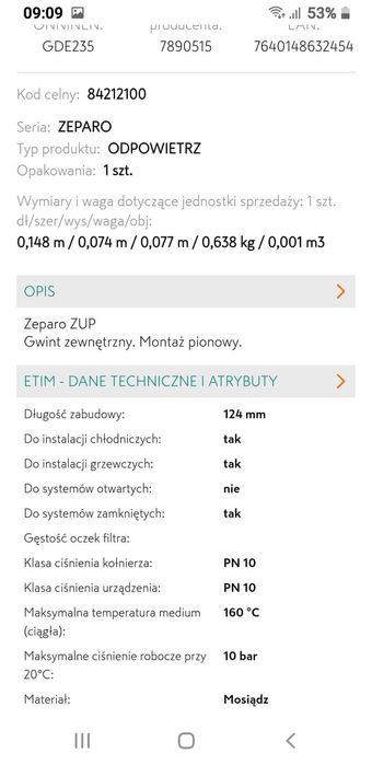 Separator -Odpowiecznik zawór