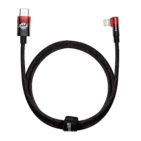 Kabel Baseus CAVP kątowy Lightning - USB-C PD 20W 480Mb/s 1m - czerwon