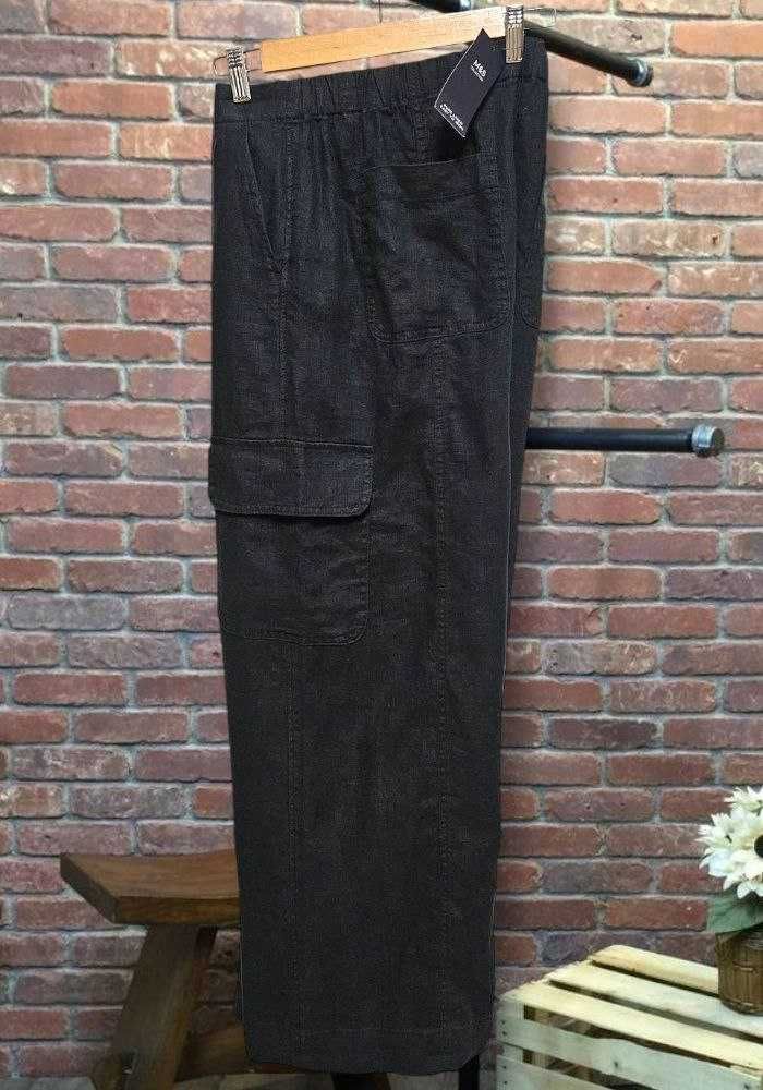 Широкие льняные карго-брюки в цвете графит Marks&Spencer, р. L/XL