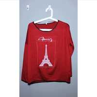 Sweter bluzka czerwona Paris biała wieża Eiffla Carry bordowa Paryż
