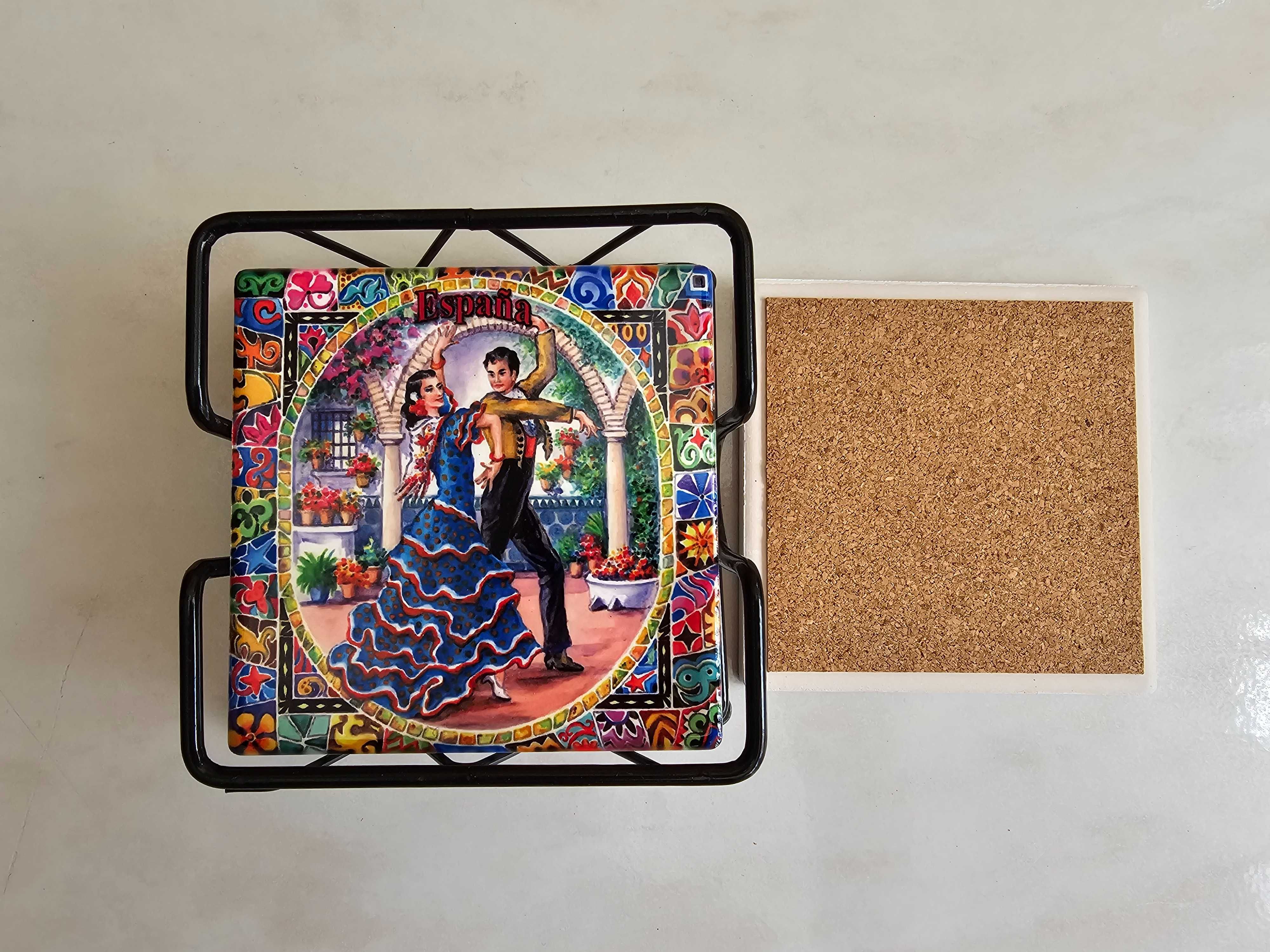 Porta bases para copos em azulejo e cortiça