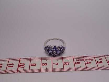 Srebrny pierścionek z tanzanitami  R.20.