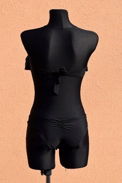Strój kąpielowy bikini falbanka złoty print M