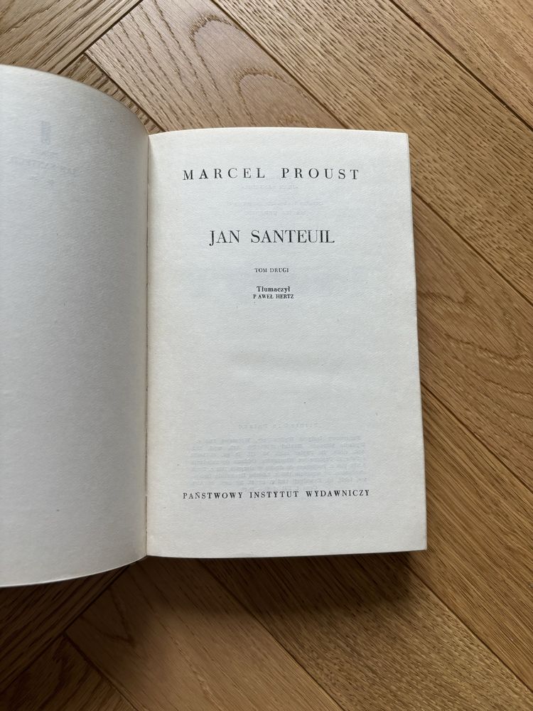 Marcel Proust Jan Santeuil wydanie pierwsze