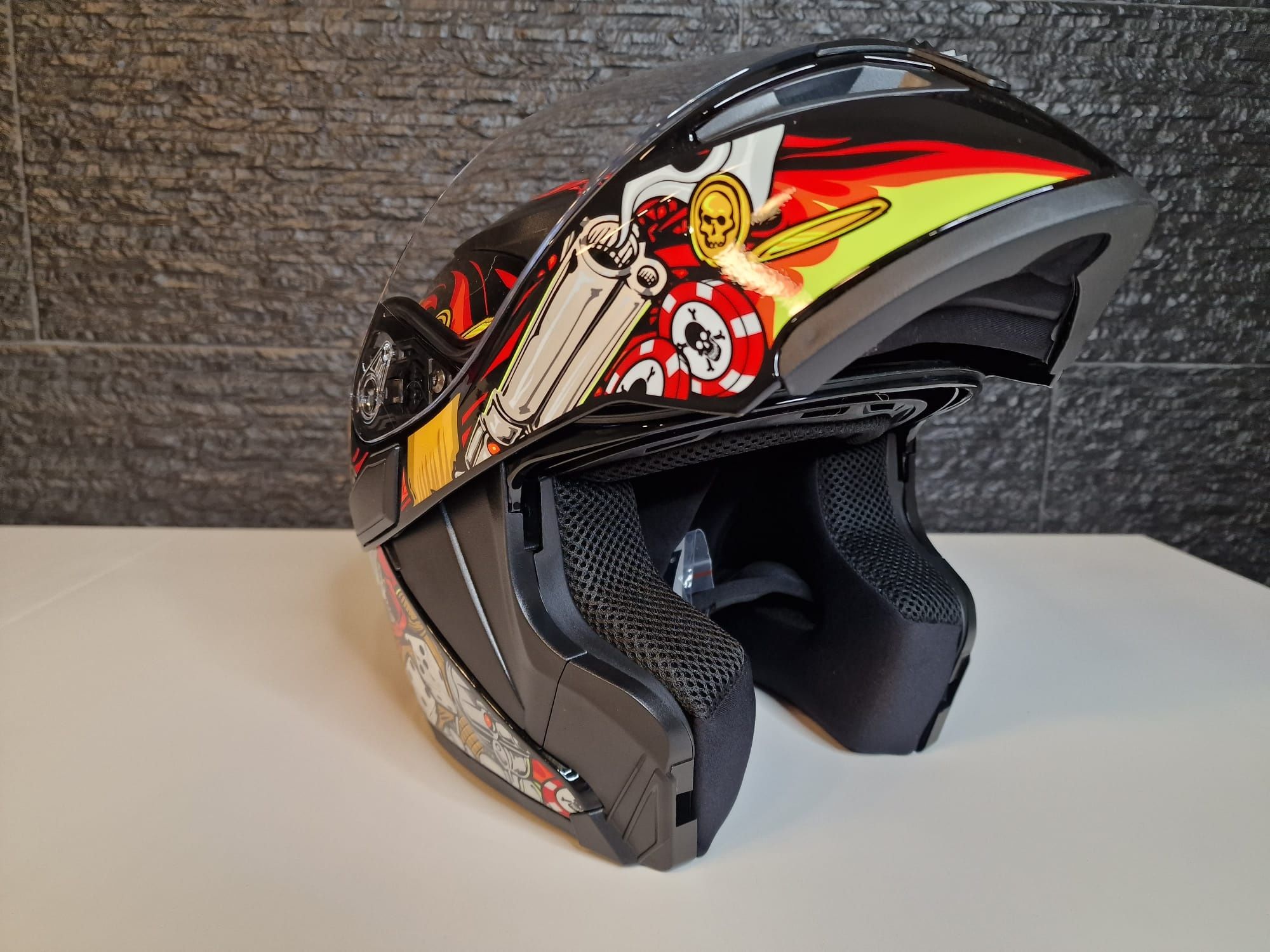 (NOVO) Capacete Modular Mota Desenho Caveira V/Cores