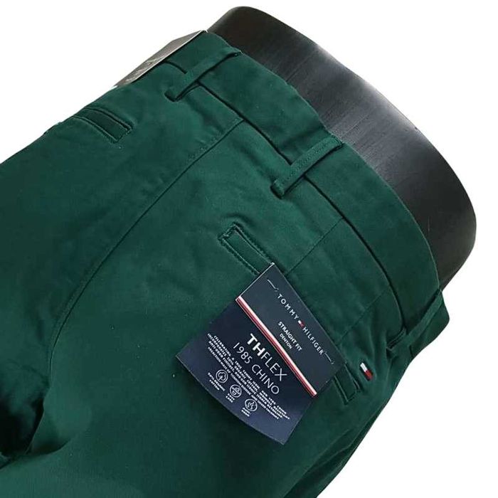 Męskie spodnie Tommy Hilfiger Denton Chino zielone nowe oryg. -W32/L34