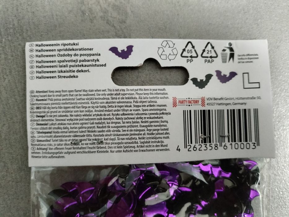 Posypka dekoracyjna z motywem nietoperzy na Halloween