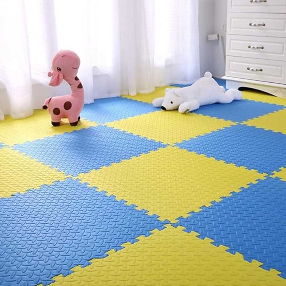 Пазли на підлогу 60х60х2см для дитячої ігрової кімнати сині/жовті