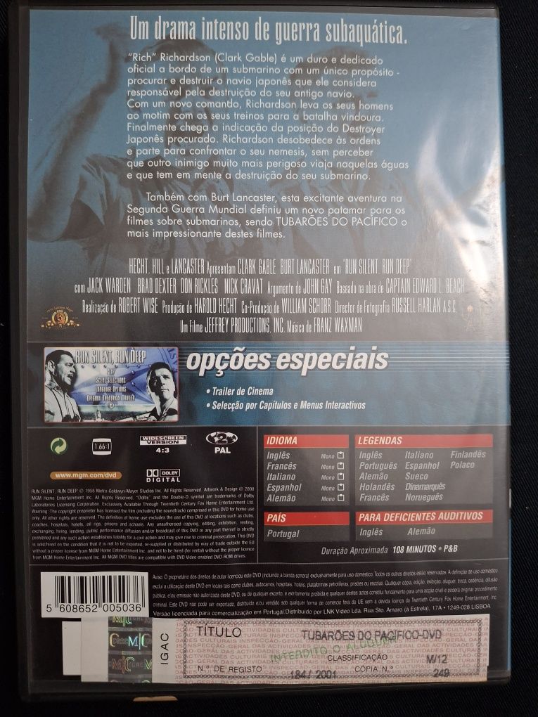 DVD Tubarões do Pacífico.