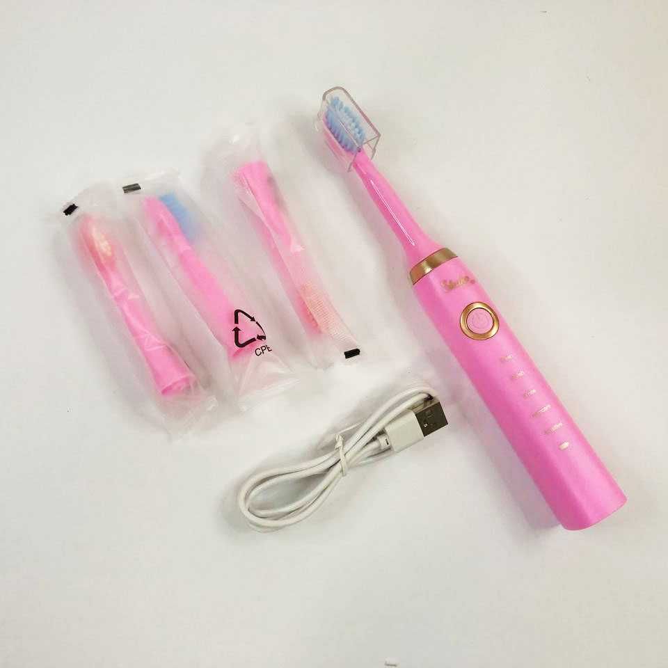 Терміново! Електро зубна щітка + 4 насадки (білі,рожеві)