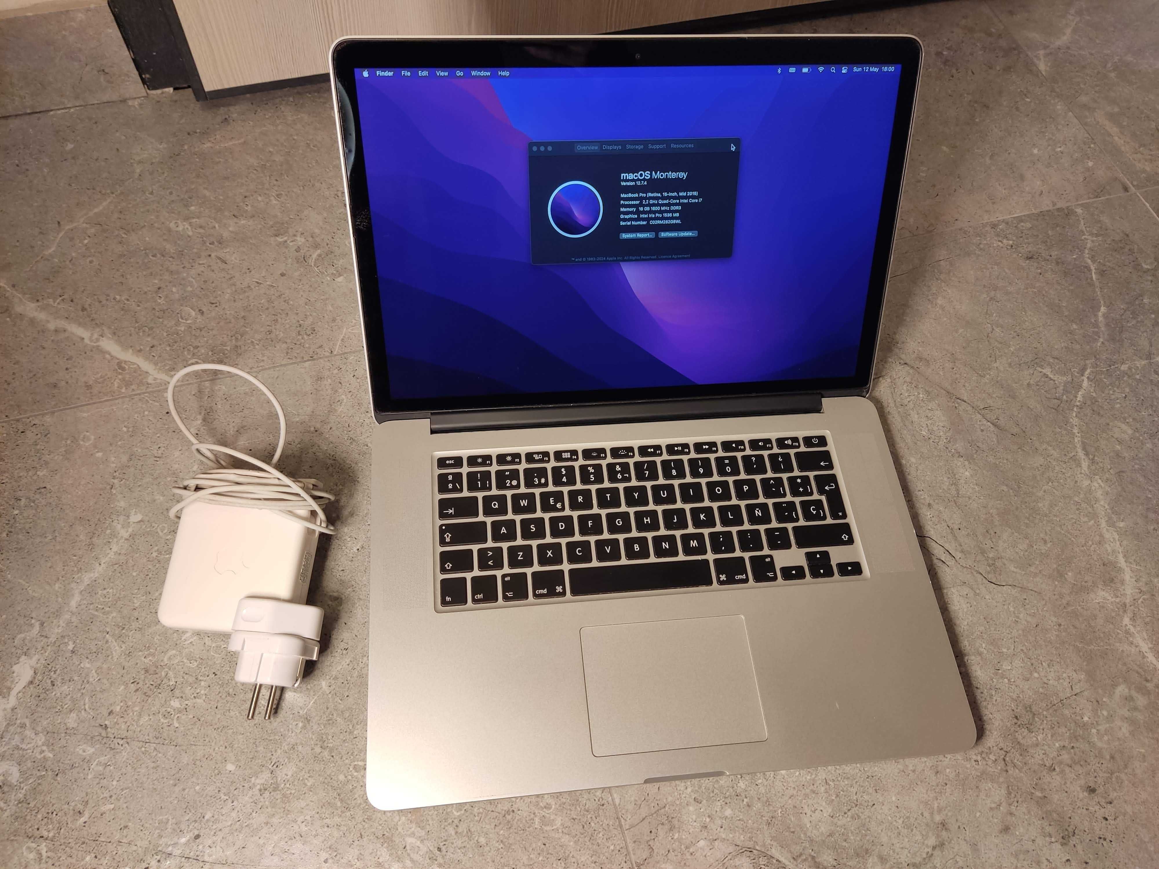 macbook pro 15 mid 2015, i7, 16GB ram, nowa bateria