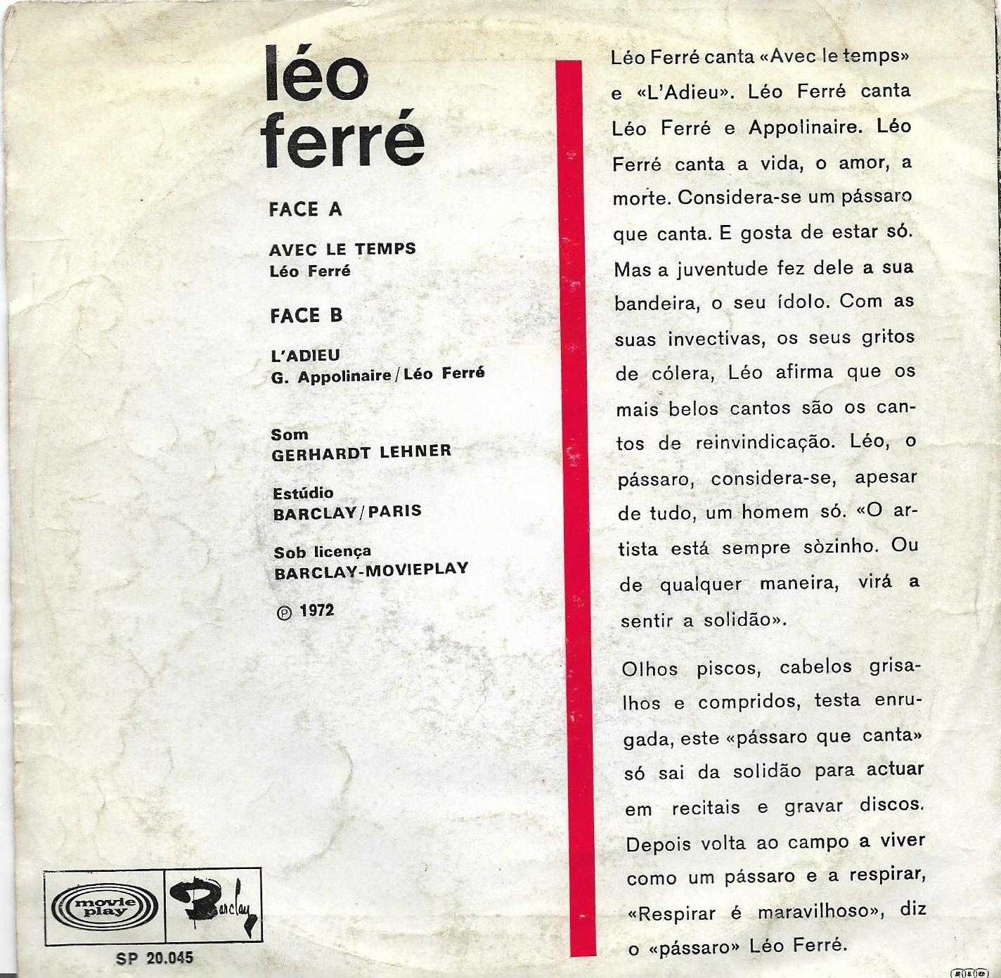 Leo Ferré - - - Avec le Temps - - - - - Single