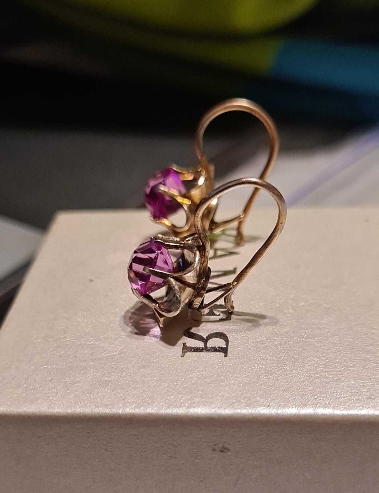 Серьги серебро 875 проба звезда СССР позолота
