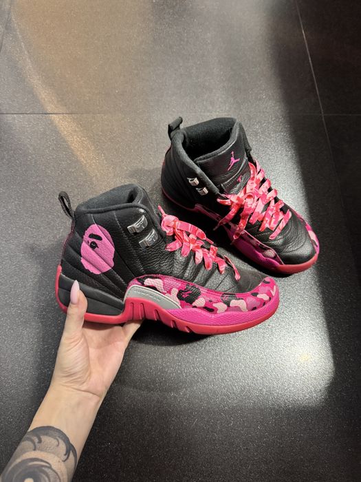 Jordan 12 Custom “Pink Camo” (BAPE-style) — б/у 1 раз, как new