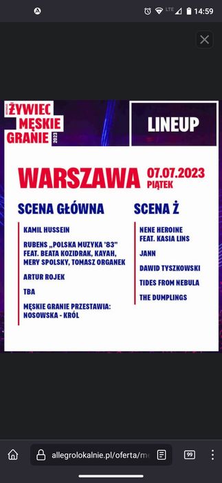 męskie granie Warszawa Piątek 07.07