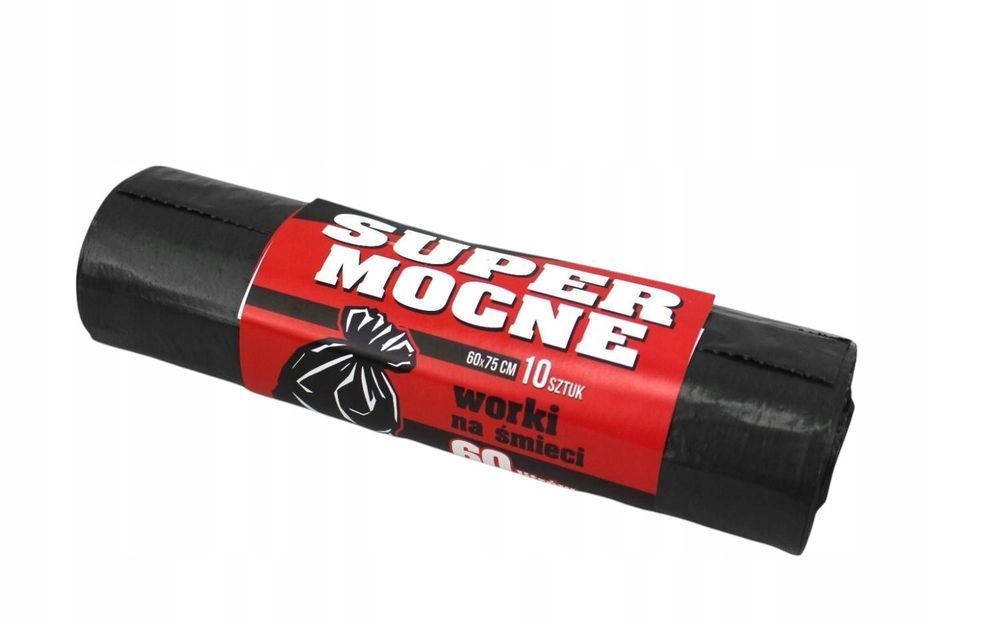 Worki Na Śmieci 60 Litrów Czarne Bardzo Mocne Super Strong  10 Sztuk
