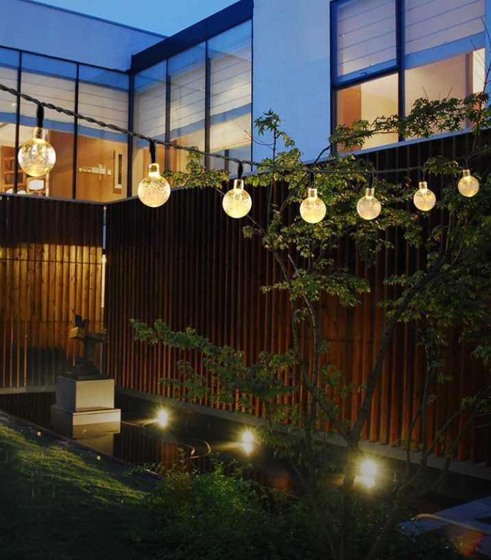 Lampki ogrodowe zewnętrzne tarasowe 20 żarówek LED