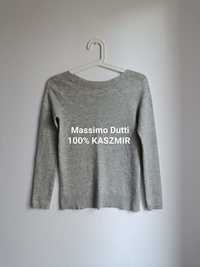 Massimo Dutti 100% kaszmir jasno szary sweterek kaszmirowy premium