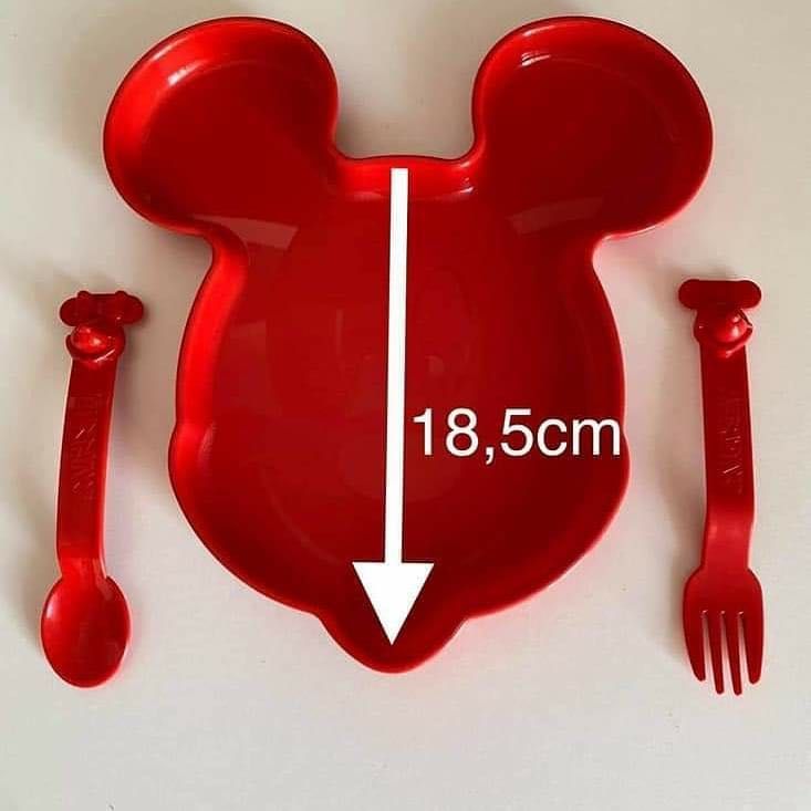 Prato Mickey com Talheres Tupperware