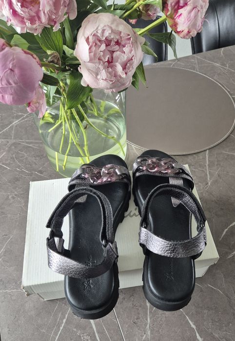 Sandały Maciejka 38 srebrny grafit