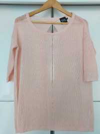 Różowo-brzoskwiniowy sweterek ażurowy oversize Reserved r. S