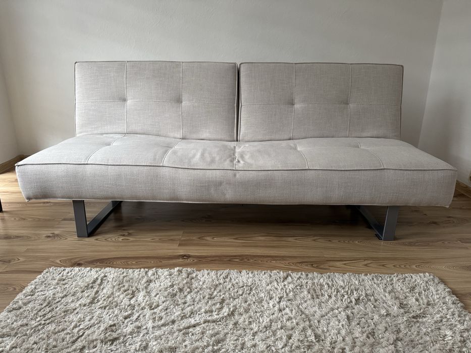 Beliani sofa kanapa rozkladana szara beżowa jasna 190cm