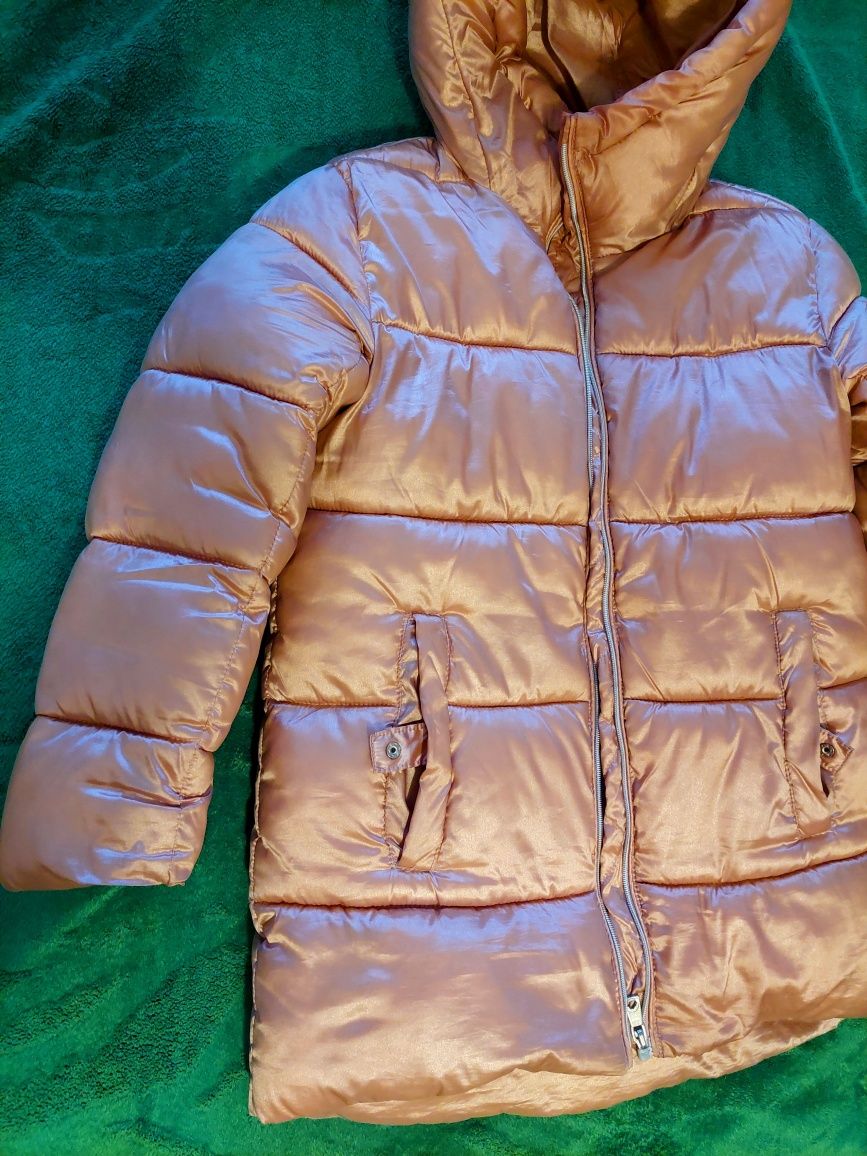 Kurtka długa zimowa ciepła różowa płaszcz