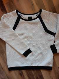 Bluza tłoczona Reserved biała czarna wstawki oversize M L XL