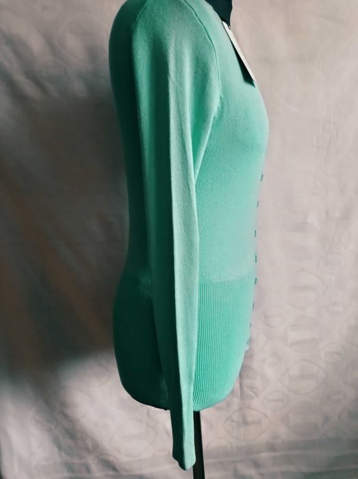 Ładny miętowy sweterek rozpinany z długim rękawem L/XL
