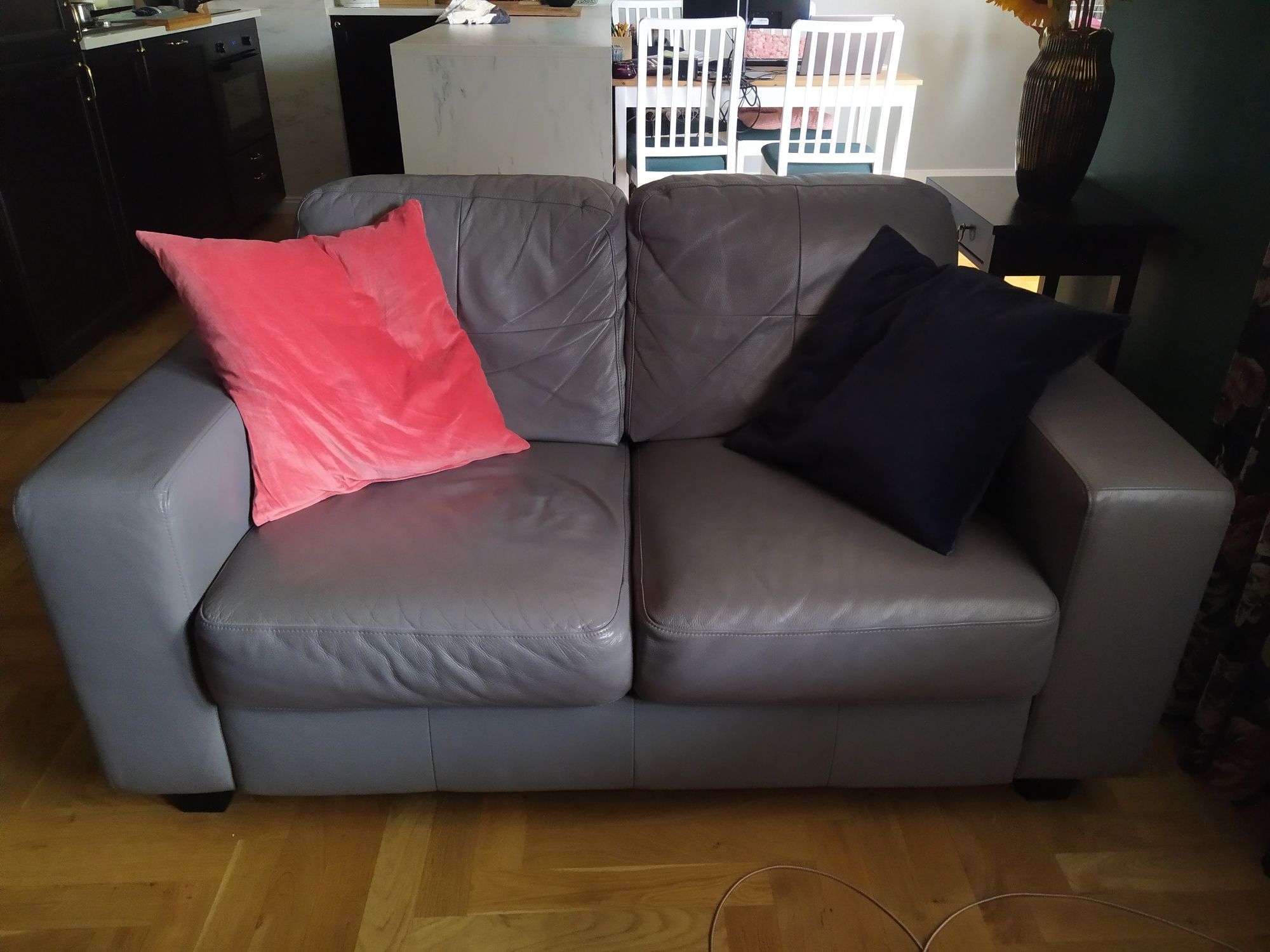 Kanapa IKEA skogaby dwuosobowa szara skórzana sofa