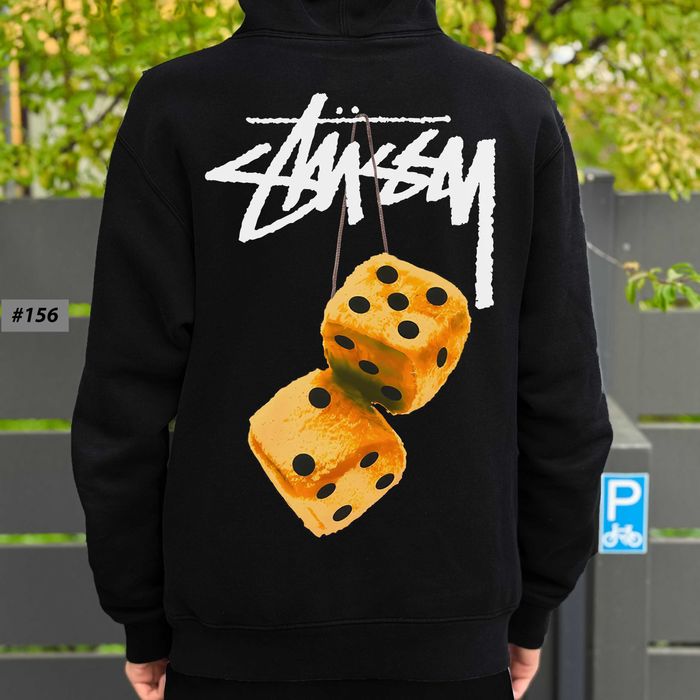Худи Stussy Fuzzy Dice Yellow Черное | Зипка Стусси | Биг Лого Принт