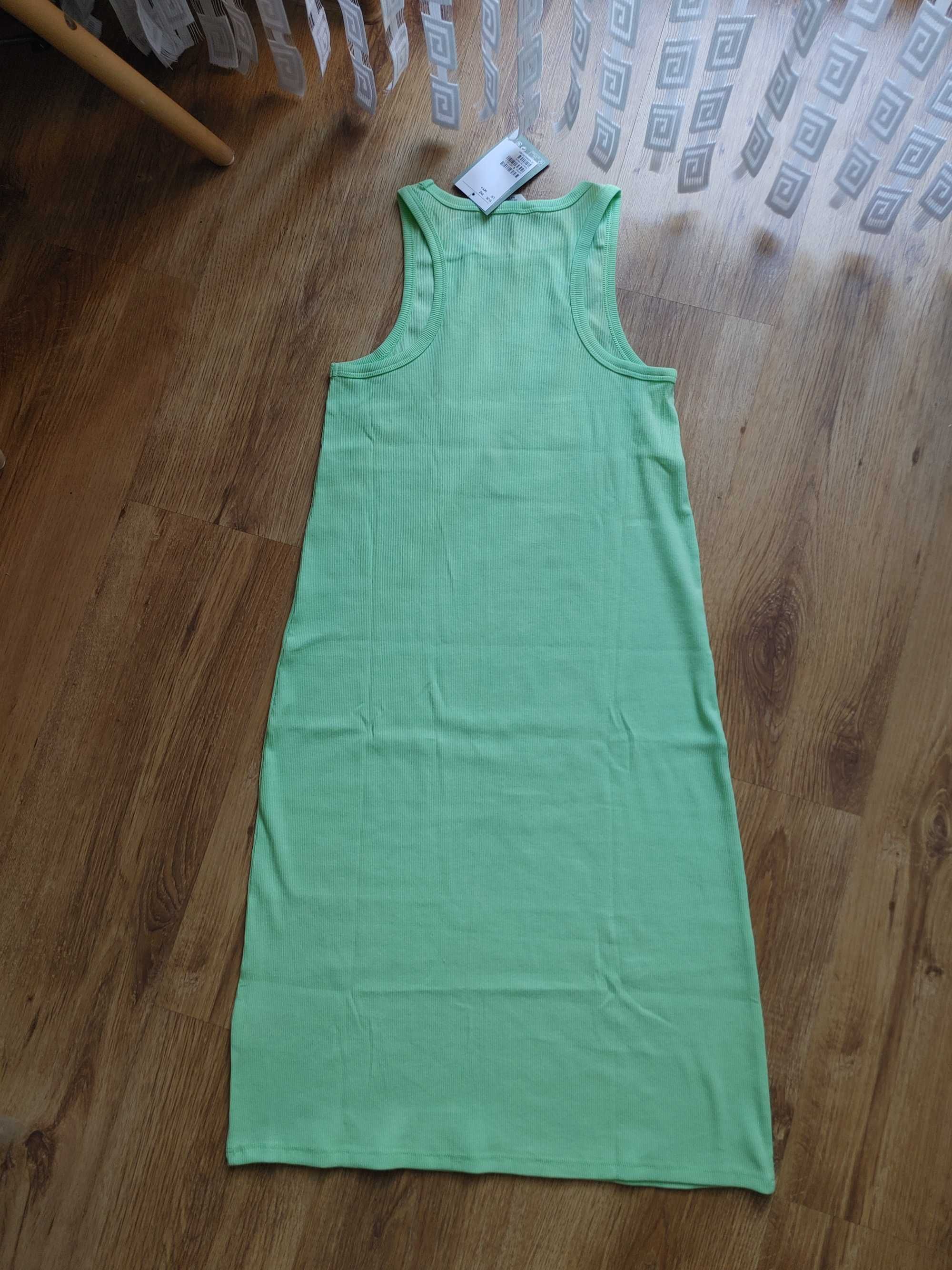 H&M prążkowana sukienka zielone jabłuszko 170cm 12l+ nowa